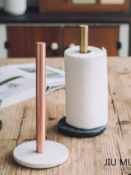 Держатель для бумажных полотенец из мраморной латуни в скандинавском стиле, простая креативная домашняя кухня, вертикальный рулонный держатель без перфорации