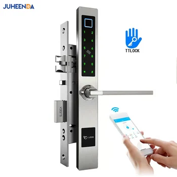 Европейский Врезной водонепроницаемый Bluetooth TTlock, замок отпечатков пальцев, электронный цифровой умный дверной замок для алюминиевой стеклянной распашной двери