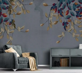 обои beibehang на заказ, 3d фреска, ручная роспись, абстрактные листья, элегантные маленькие свежие современные минималистичные обои для телевизора