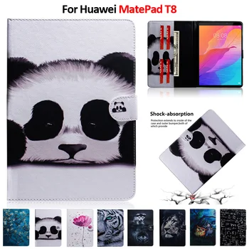 Funda Для Huawei Matepad T8 Case Flower Panda Окрашенный Чехол Для Планшета Из Искусственной Кожи Для Etui Huawei Matepad T8 Case Подставка Кошелек Shell