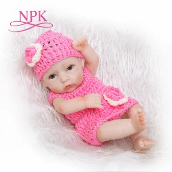 NPK 12 дюймов Прекрасная мини Возрожденная девочка Реалистичная Виниловая кукла ручной работы для новорожденных для детей