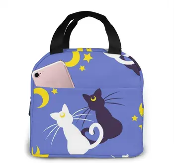 Сумка для ланча Moon Cat, сумка-холодильник, женская сумка-тоут, изолированный ланч-бокс, Водонепроницаемая Термостойкая Мягкая подкладка, контейнер для ланча для работы