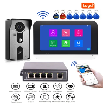 WiFi видеодомофон с частным домом 7-дюймовый умный видеодомофон Tuya Дверной звонок RFID с дистанционным управлением разблокировкой