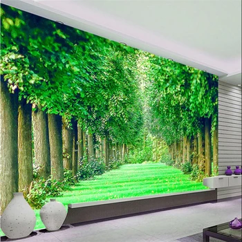 большая изготовленная на заказ фреска beibehang, украшенная зеленым деревом, фреска для гостиной, спальни, фоновые фотообои на стену