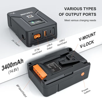 Официальный ZGCINE V50 V Mount Battery V Lock Аккумуляторная Батарея 3400mAh Power Bank PD Быстрая Зарядка Для камеры DSLR