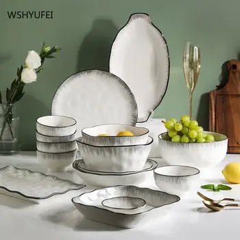 Набор столовых приборов в скандинавском стиле Простые керамические миски для еды Рыбные тарелки Товары для дома Кухонные принадлежности