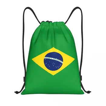 Рюкзак с завязками под флаг Бразилии Для женщин и мужчин, Рюкзак для спортзала, Портативная сумка для тренировок, сумка