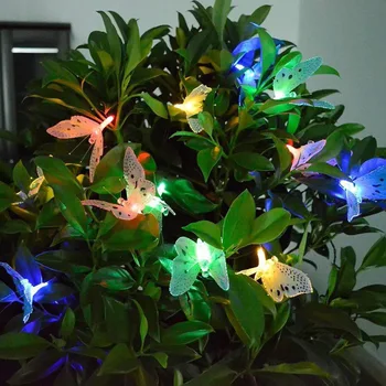 Гирлянды с бабочками на солнечных батареях, светодиодные Водонепроницаемые Рождественские Праздничные украшения для сада на открытом воздухе