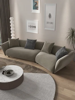 Тканевый диван в минималистичном итальянском стиле, гостиная в скандинавском стиле, небольшой уголок, дизайнерская дугообразная мебель в стиле Юджи