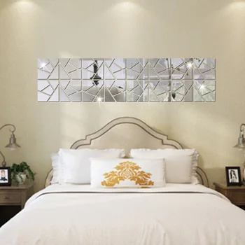 3D самоклеящиеся наклейки, геометрические зеркальные наклейки на стену для гостиной, зеркальная настенная роспись своими руками, современное искусство, домашний декор стен