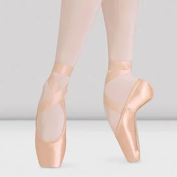 Женская танцевальная обувь USHINE Girls, Розовые балетные тапочки-пуанты, Балетки на плоской подошве, туфли с лентами, подушечки для ног, розовые