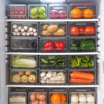 Шкаф для кладовой с дренажным отверстием для морозильной камеры, Ящик для хранения в холодильнике, Органайзер для холодильника, Контейнеры для хранения продуктов, Кухня
