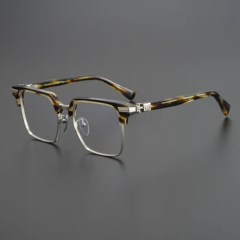 Квадратные мужские ацетатные очки унисекс ручной работы, элегантные ретро-модные дизайнерские брендовые очки, женская оправа для очков при близорукости и пресбиопии