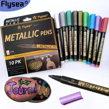 Набор 10 цветных металлических маркеров для рисования детских граффити, флуоресцентная ручка с 2 мм пером, маркер для школьных канцелярских принадлежностей