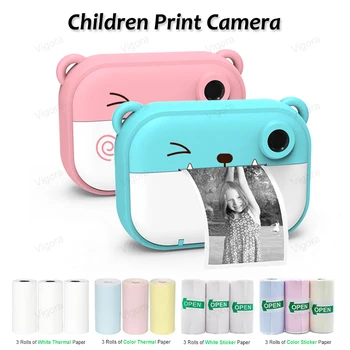 Детская камера мгновенной печати, мини-цифровая селфи-камера, игрушки для детей, видео с разрешением 1080P HD, двухобъективная камера для детей, цветной экран 2,4 дюйма