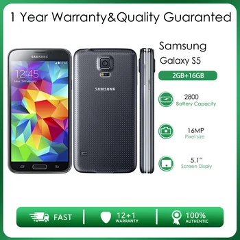 Оригинальный Разблокированный Samsung Galaxy S5 G900H 4G восьмиядерный 1 Sim 2 ГБ ОЗУ 16 ГБ ПЗУ 16MP 5.1 