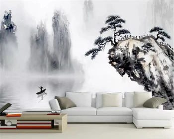 бейбехан Пользовательские обои фреска фото новое китайское настроение пейзаж приветливый сосновый фон настенный papel pintado de pared