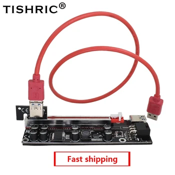 TISHRIC 100шт Новейшая Карта VER009S Plus Riser Card 6Pin USB 3.0 SATA PCI-E От 1X До 16X Удлинитель PCI Riser Adapter Для Майнинга GPU Miner