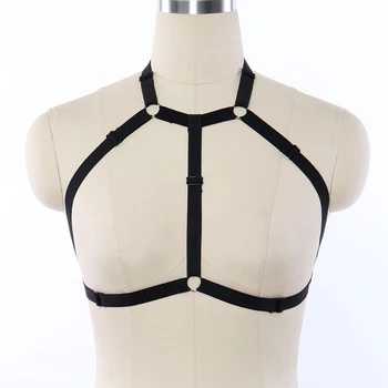 Эластичное Бондажное белье Регулируемый Сексуальный бюстгальтер в клетку для тела Harajuku Rave Wear Goth Body Harness Подтяжка