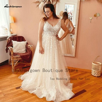 Лакшмогаун, платье с цветочным рисунком, женское свадебное платье большого размера с открытой спиной, 2022, Элегантное женское свадебное платье в стиле бохо, пляжные свадебные платья