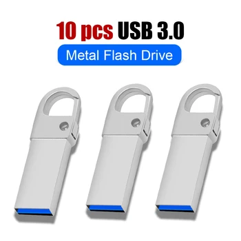 10шт USB3.0 StickPen Drive Usb Флэш-накопитель Stick 32GB 64GB 128GB Флешка Металлическая Флэш-карта памяти 3.0 usb key Free Engravelogo