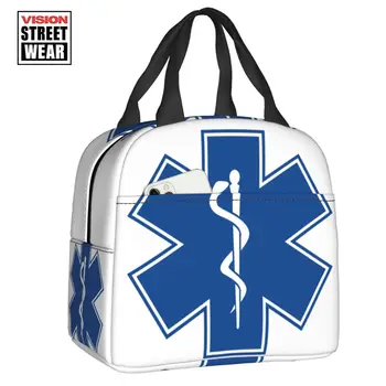 2023 Новая изолированная сумка для ланча Star Of Life Emt синего цвета с медицинским символом, многоразовый термоохладитель Bento Box для детей школьного возраста