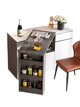 Обеденный стол XL со встроенной перегородкой, винный шкаф для дома Nordic Family с выдвижной каменной плитой