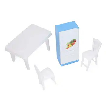 Кукольный домик, стол-холодильник, миниатюрное украшение для ролевой игры, кукла, мини-холодильник, стул, игрушка для кухни
