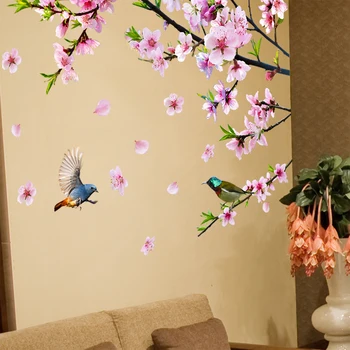 Ветви деревьев, цветы, растения, наклейки на стены, сделай САМ, Птицы, животные, наклейки на стены для гостиной, спальни, детской, кухни, украшения дома