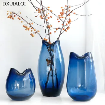 Ваза из прозрачного стекла в скандинавском стиле цветочная композиция современная минималистичная креативная ваза украшение дома подарок