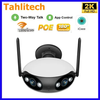 Tahlitech Outdoor 4K 8MP 4MP 180 ° Сверхширокий Угол Обзора Панорамная WIFI Двухобъективная Фиксированная IP-Камера AI Human Detection Security Cam