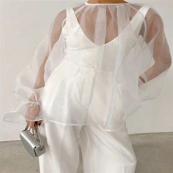 Женские сексуальные прозрачные сетчатые топы с длинными рукавами, Однотонная свободная блузка с круглым вырезом, перспективные футболки, Весенняя футболка