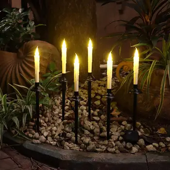 Солнечная лампа-свеча, водонепроницаемая, с эффектом датчика освещенности 6 в 1, Декоративная Пластиковая светодиодная лампа-искусственная свеча, украшение сада для двора