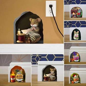 Милая фреска, обои для спальни, Маленькая Мышка, Наклейка на стену, Съемные Крысы, наклейки, Мультфильм для детей, Забавное украшение для гостиной