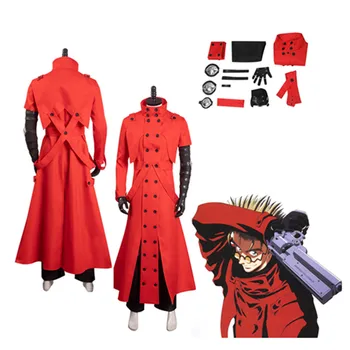 Аниме Trigun Vash the Stampede косплей костюм мужчины красное пальто брюки ремень наряды карнавальный костюм для вечеринки на Хэллоуин
