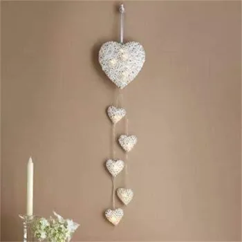 Плетеный Ловец снов в форме сердца с подсветкой, Подвесные художественные подарки для свадьбы, Настенное украшение для дома, подвеска 