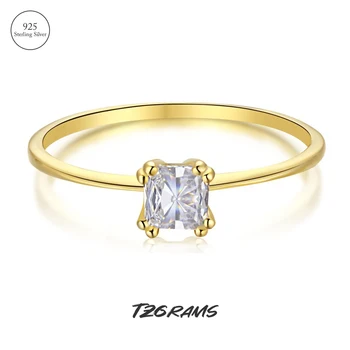 Подлинное тонкое кольцо из стерлингового серебра 925 пробы для женщин, минималистичное обручальное кольцо с квадратным цирконием, Нежное и красивое Бесплатная Доставка