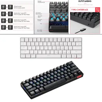 Механическая Игровая Клавиатура 5.0 и RGB 60%, с Возможностью Горячей Замены, 61 Клавиша, с Механическими Переключателями для Настольного Компьютера ПК Ноутбук