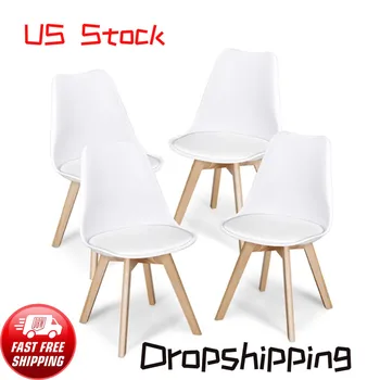 Современные обеденные стулья с мягкой обивкой середины века, набор из 4 белых ресторанных стульев, пластиковые стулья для столовой
