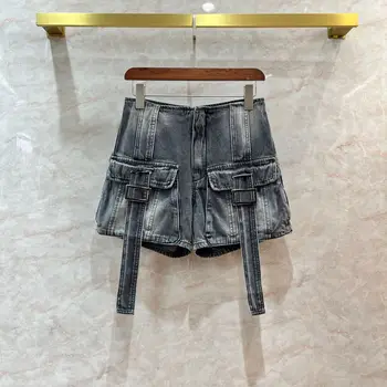 23 высококачественных летних джинсовых шорты с большими карманами, женские нишевые широкие брюки Sense Fashion Y2K