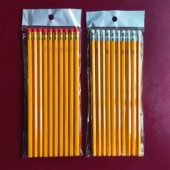 10 шт. /пакет Деревянный карандаш HB Карандаш с ластиком для детей, обучающий рисованию карандаш, ручка для школьных письменных принадлежностей