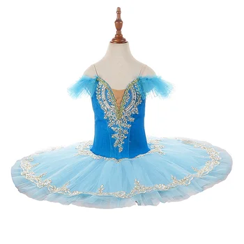 Красочная Предпрофессиональная Балетная Пачка Нестандартного Размера Custom Color Performance Dance Kids Girls Wear 7 слоев Небесно-Голубого Элегантного Дизайна