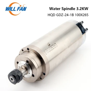 Will Feng HQD GDZ-24-1 3.2 КВТ Диаметр шпинделя водяного охлаждения 100x235 мм 24000 об/мин ER16 ER20 Напряжение 220 В 5A 8A Для фрезерного станка с ЧПУ