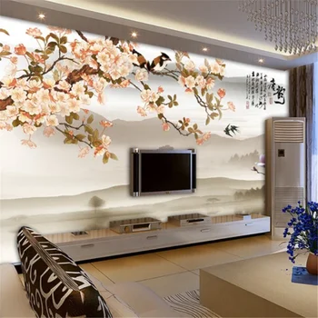 большая настенная роспись wellyu по индивидуальному заказу с цветами и птицами, китайская живопись Тан Юнь, обои на фоне китайского телевизора