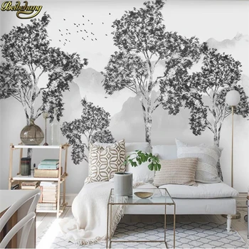 3d-фреска beibehang, обои на заказ, скандинавский лесной пейзаж ручной росписи, телевизор, диван, настенная роспись papel de parede