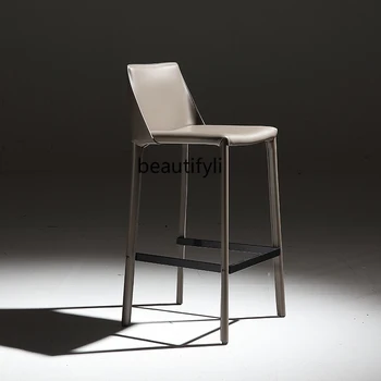 zqItalian Минималистичное кожаное кресло-седло в индустриальном стиле, Барный стул, седло-стул, барный стул