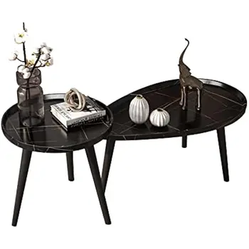 Деревянный журнальный столик Круглый, овальный кофейный набор из 2 предметов, подходящий диван-столик для гостиной