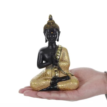 Азия Статуи Буддизма Таиланд Смола Скульптура Будды Индуистский Фэншуй Статуэтка Для Медитации Миниатюрный Домашний Декор плоская задняя смола