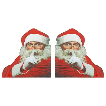 2x Рождественская 3D наклейка на заднее стекло автомобиля с Санта-Клаусом, водонепроницаемая наклейка на окно автомобиля с забавным рисунком Санта-Клауса, ПВХ