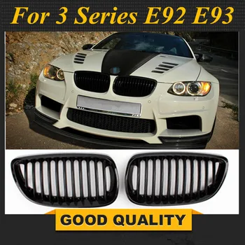 Бесплатная доставка: 2006-2009 для BMW E92 E93 Pre Facelift 3 Series Coupe M3 Glanz Schwarz Передняя Решетка Niere Twin Flossen grill